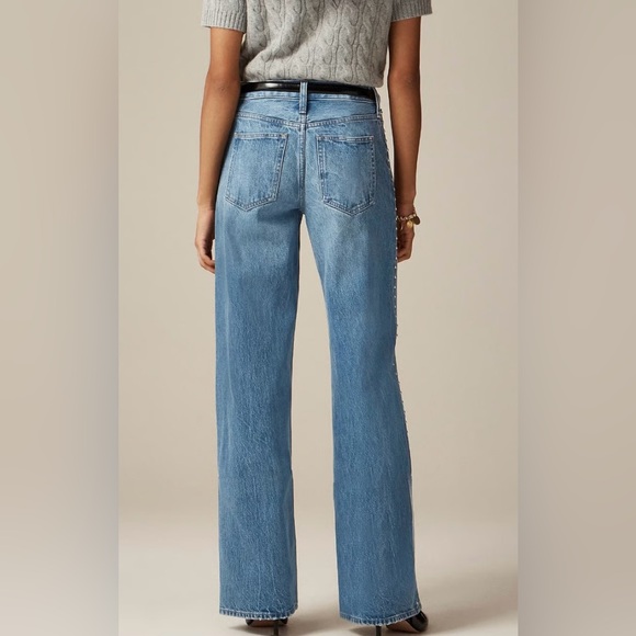 J.Crew Studded Lower Rise Wide Leg Jean 1984 - Picture 4 of 12